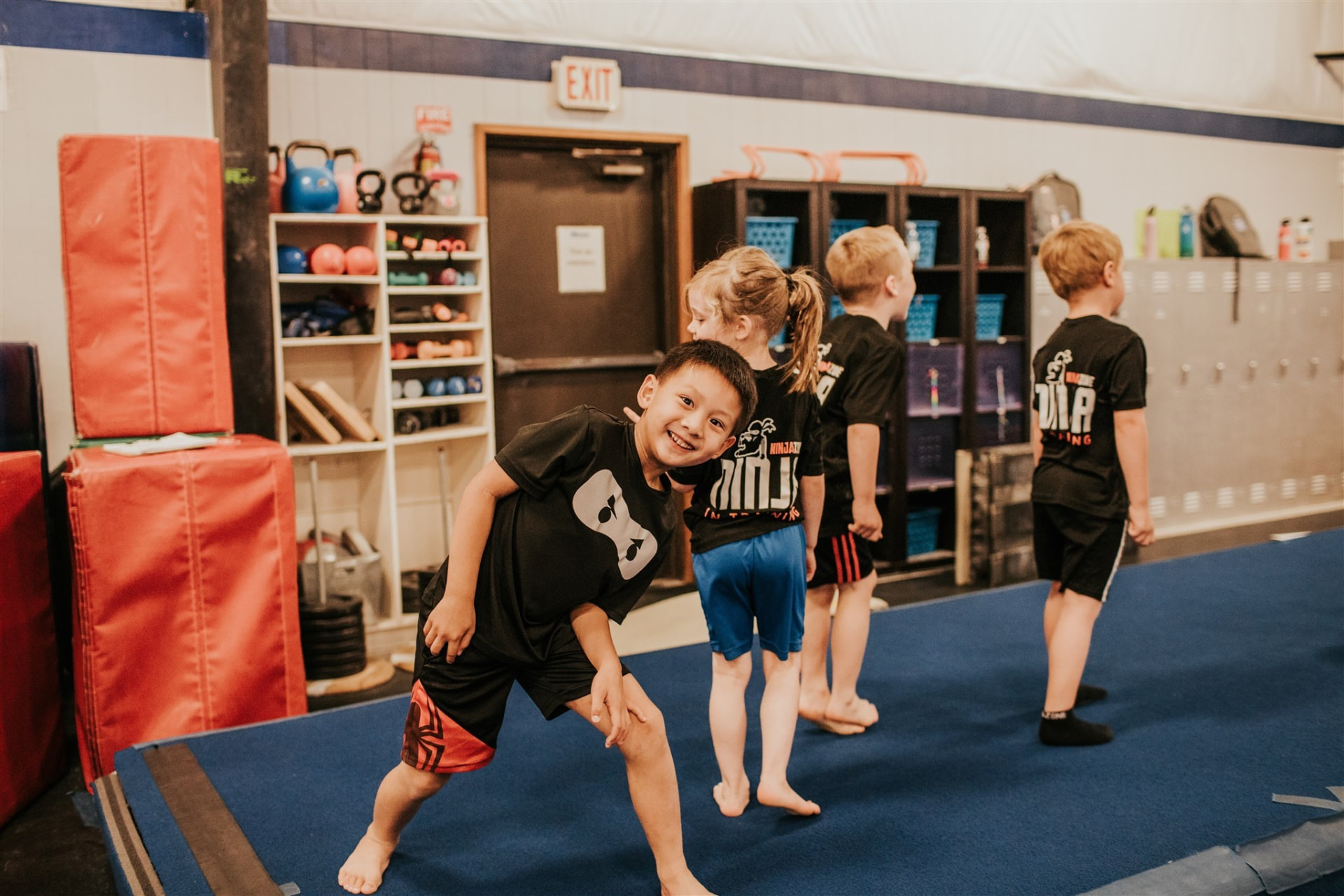 Children having fun in a North Coast gymnastics class