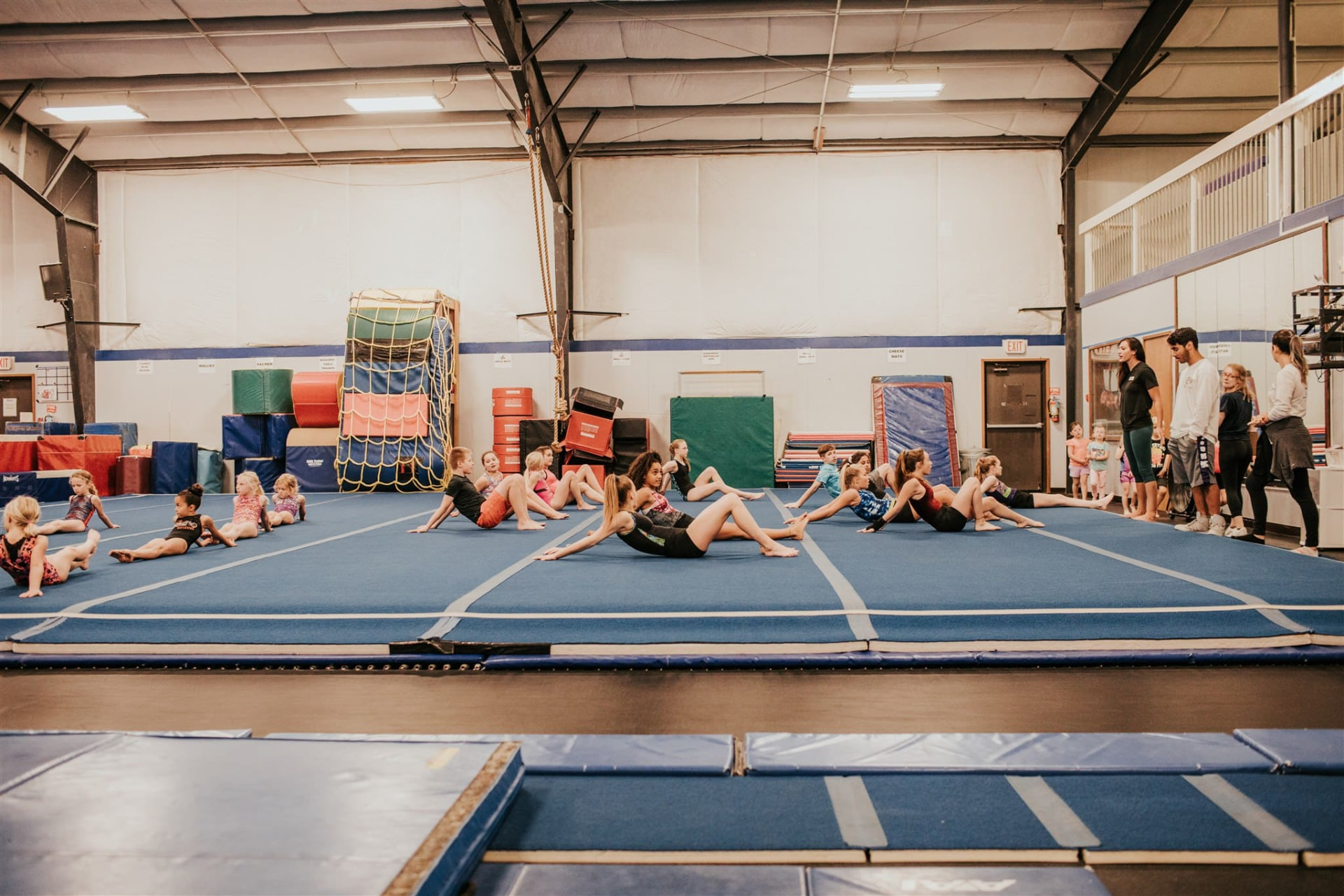 Warm-ups on the competition floor