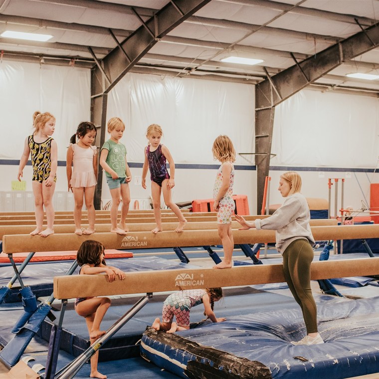 The row of beams inside the Bellingham gym