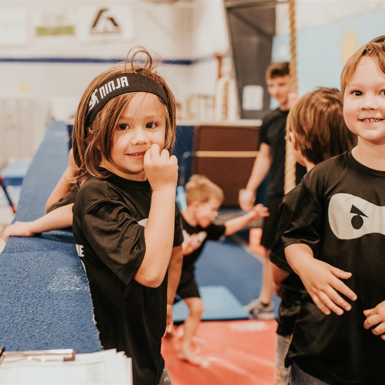 Two young Ninja Zone athletes at practice