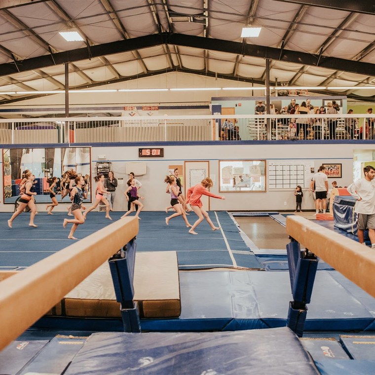 Wide view of the main gym floor